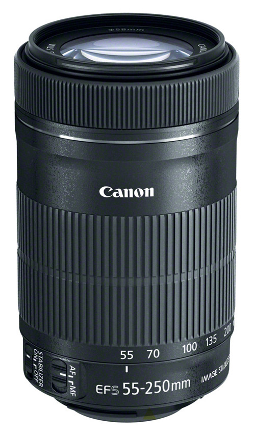 Canon EF-S 55-250mm f/4-5.6 IS STM Front Angle